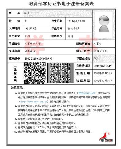 学历在线验证报告